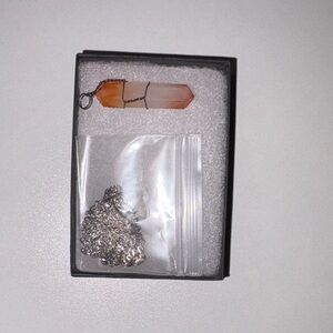 Silver and Orange Pendant Necklace